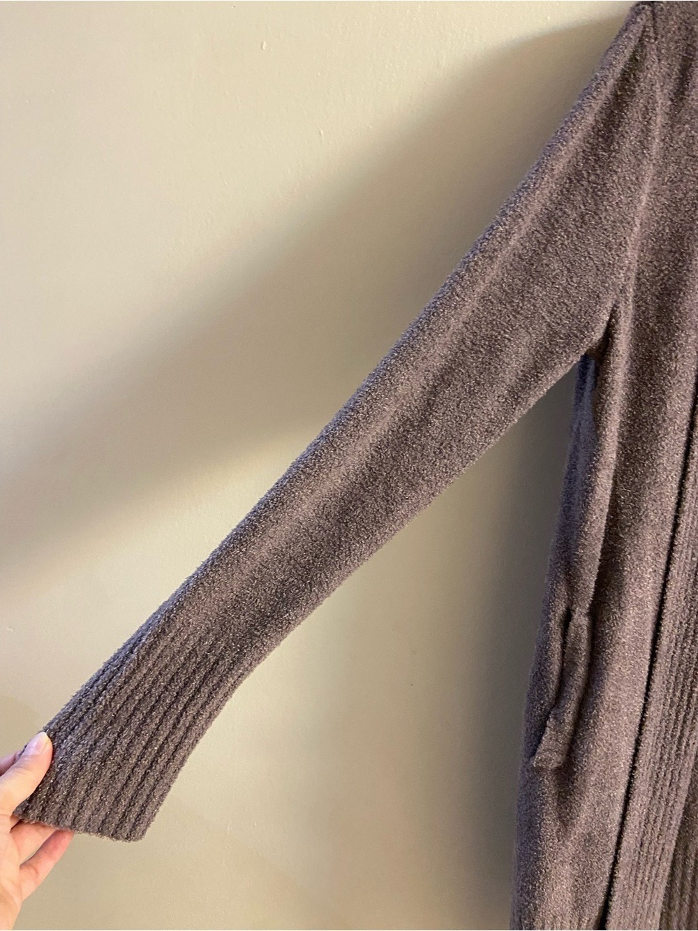 Barefoot Dreams Chocolate Brown Open-Front Long Cardigan large petite - Picture 5 of 8